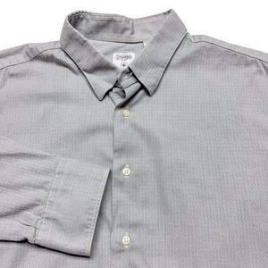 Gitman Bros Dress Shirt Mens 17.5 35/36 Gray Trim Fit Wingspan Stretch Cotton
